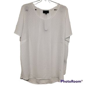 Premise White Polka Dot Blouse 1X